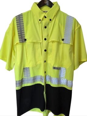 Radians High Visibility Safety Work Shirt Mens M Yellow Black Reflective Class 2
